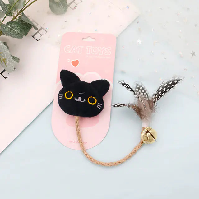 Funny Cat Toy with Feather, Bell, and Hemp Rope